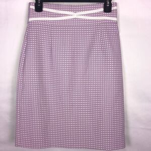 ANTONIO MELANI Fully Lined Polka Dot Textured Pencil Skirt Lavender and White Si